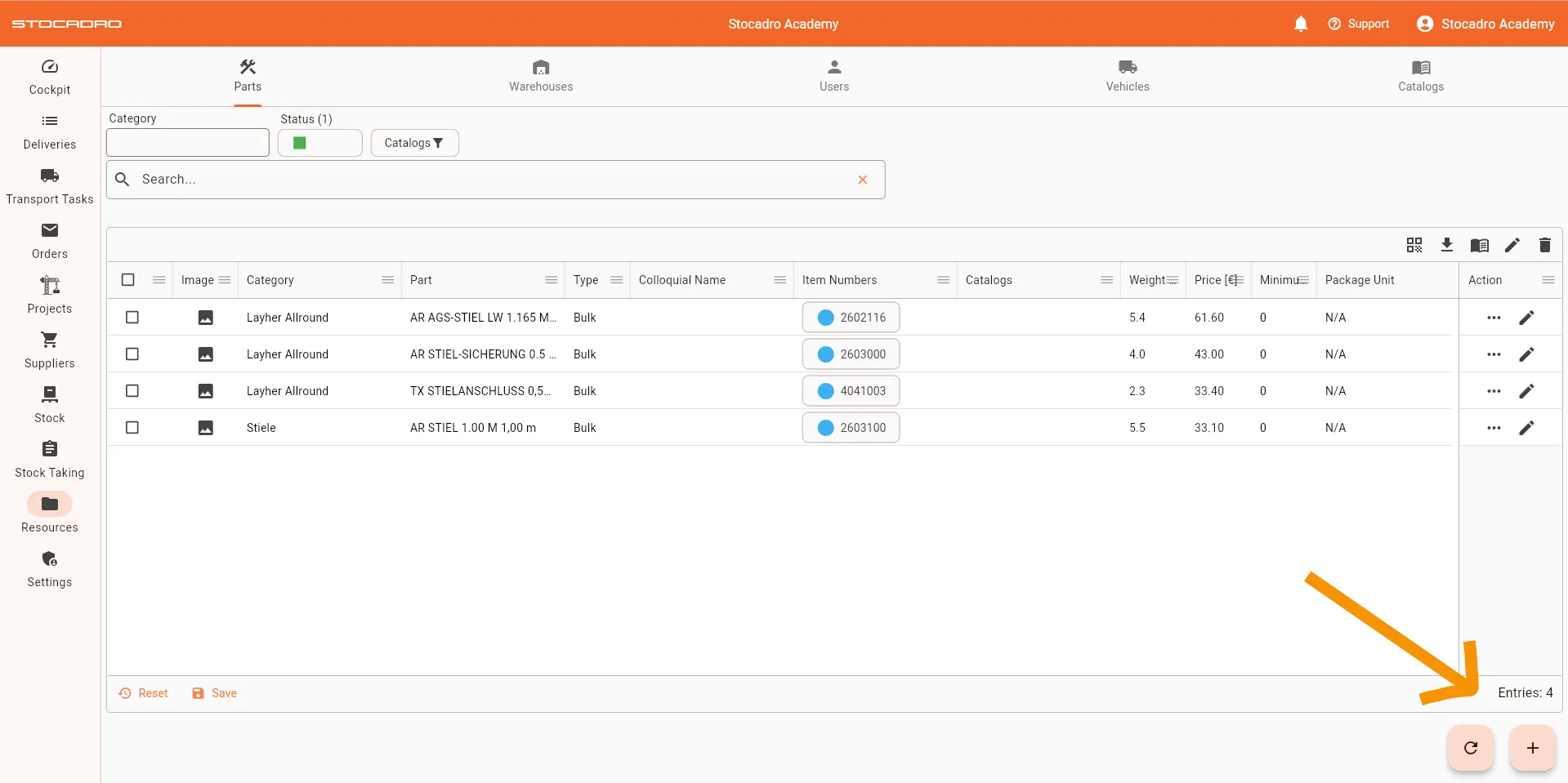 Artikelstamm Übersicht