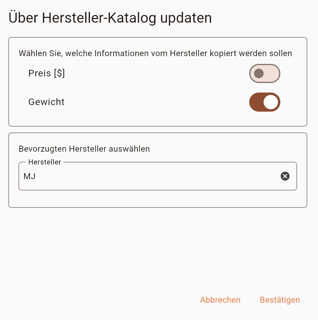 Artikelstamm Übersicht