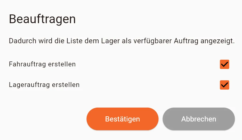 Transport Tasks Dialog