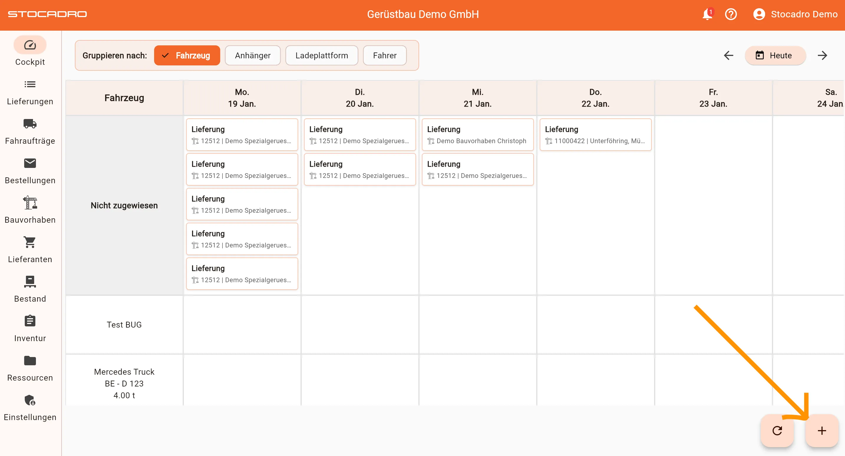 Neuen Fahrauftrag direkt erstellen