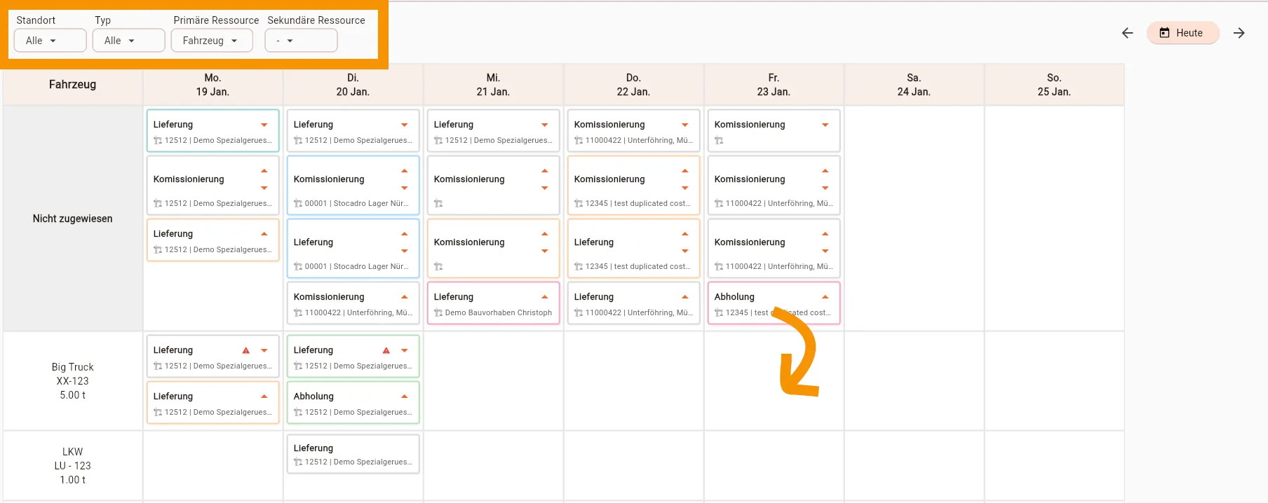 Fahrauftrag per Drag&Drop zuweisen