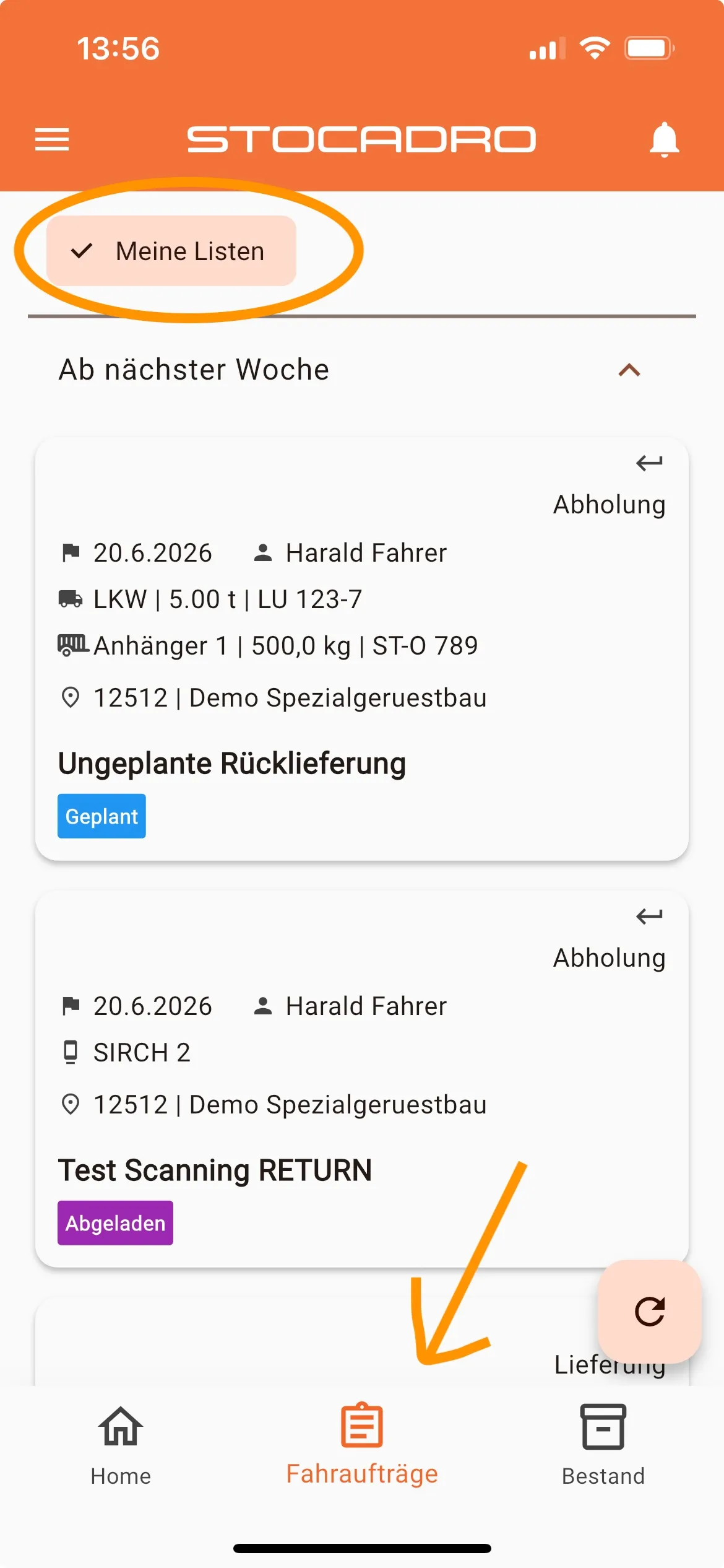 Aufgaben in der mobilen App